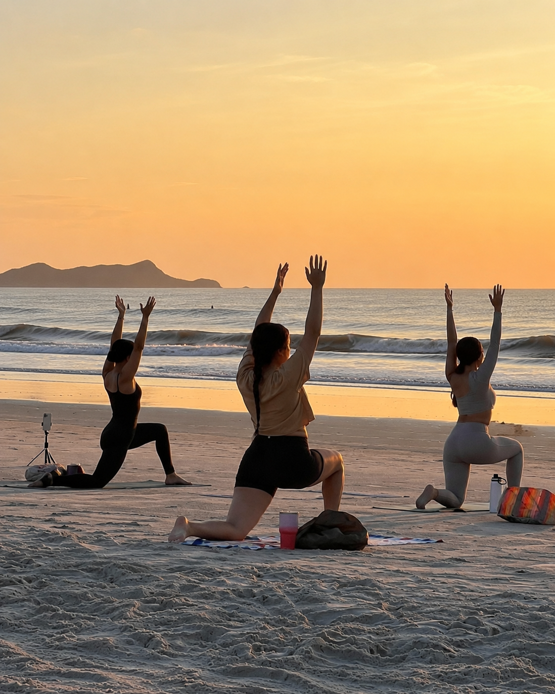 Sunrise yoga on Tamarindo Beach